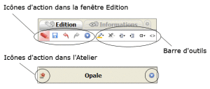 Les emplacements d'icônes d'action