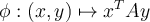 
\phi : (x,y)\mapsto x^T A y
